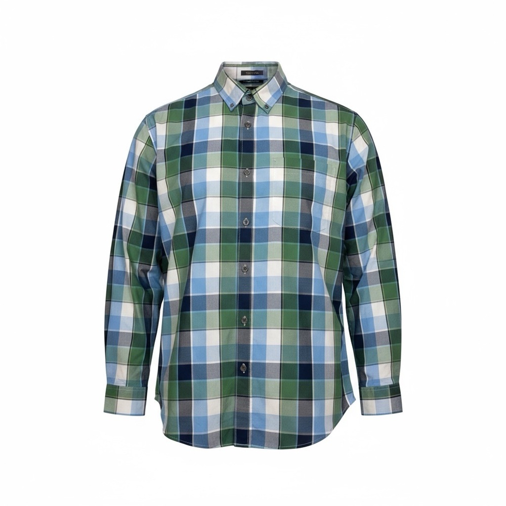 *Eddie Bauer Shirt Mens Size L Blue Plaid Long Sleeve Classic Fit Casual Active